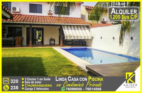 Linda Casa Con Piscina En Condominio