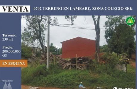 0702 Terreno En Esquina, Zona Colegio Sek