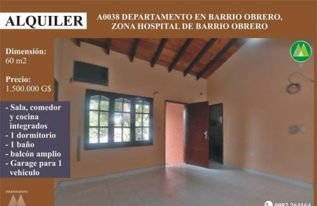 A0038 Alquilo Departamento AsunciÓn, Barrio Obrero