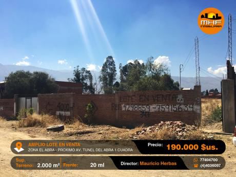 Amplio Lote De Terreno En Venta 1 Cuadra Avenida Tunel Del Abra