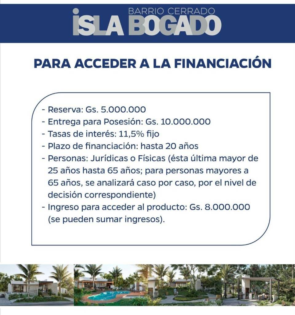 VENTA DE TERRENOS EN EL BARRIO CERRADO ISLA BOGADO, LUQUE — foto 3