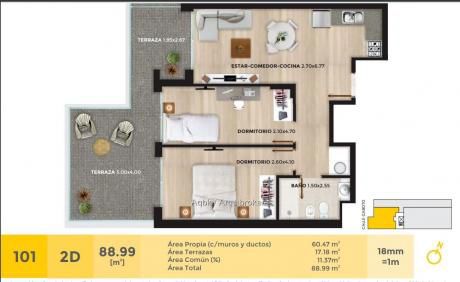 83862 - Destacado Apartamento De 2 Dormitorios Con Patio Al Frente