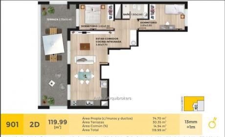 83794 - 2 Dormitorios Con Amplia Terraza En Piso 9 Tipo Penthouse