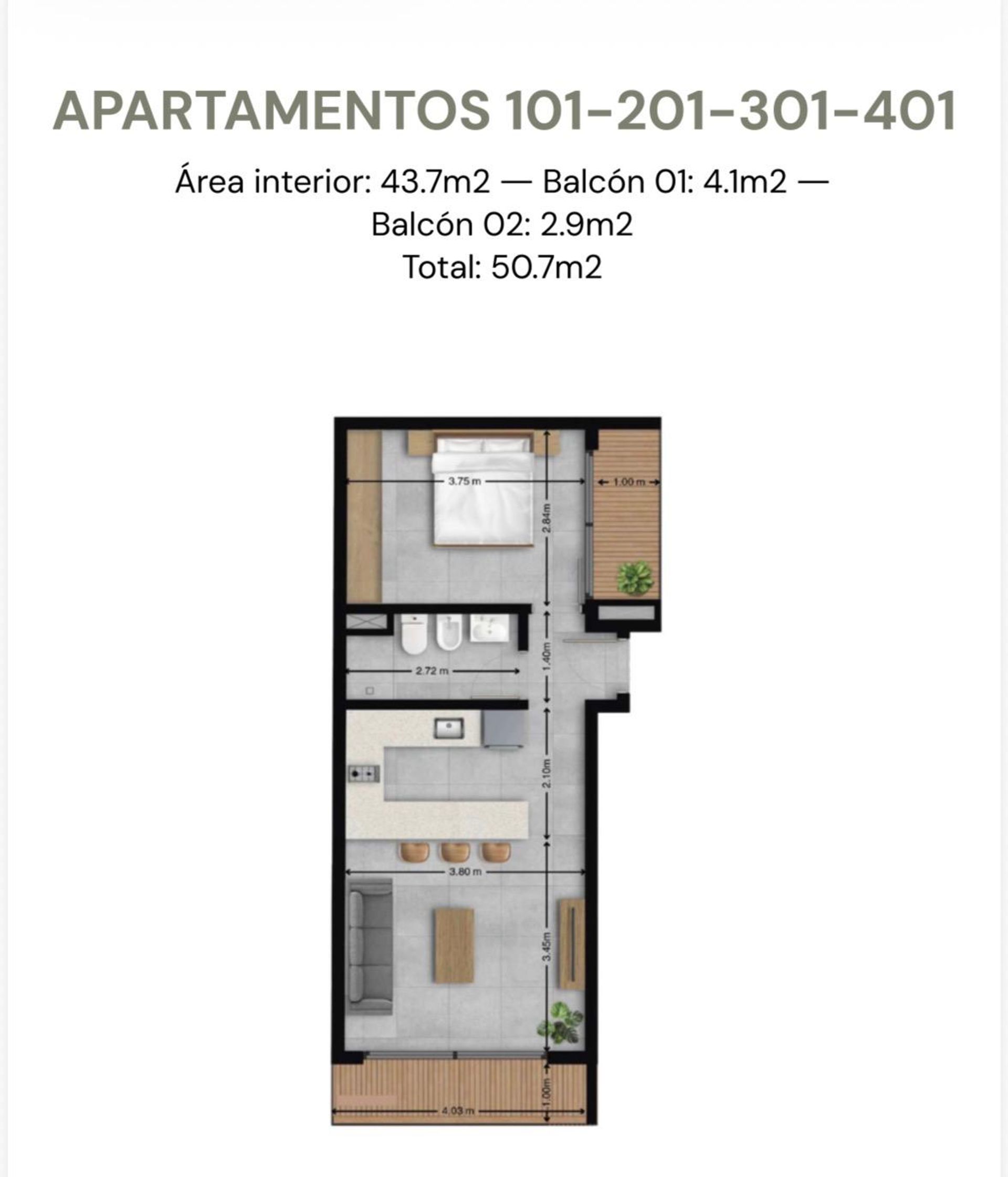 Apto 1 Dorm. en POZO-EUDOKIA - foto 2