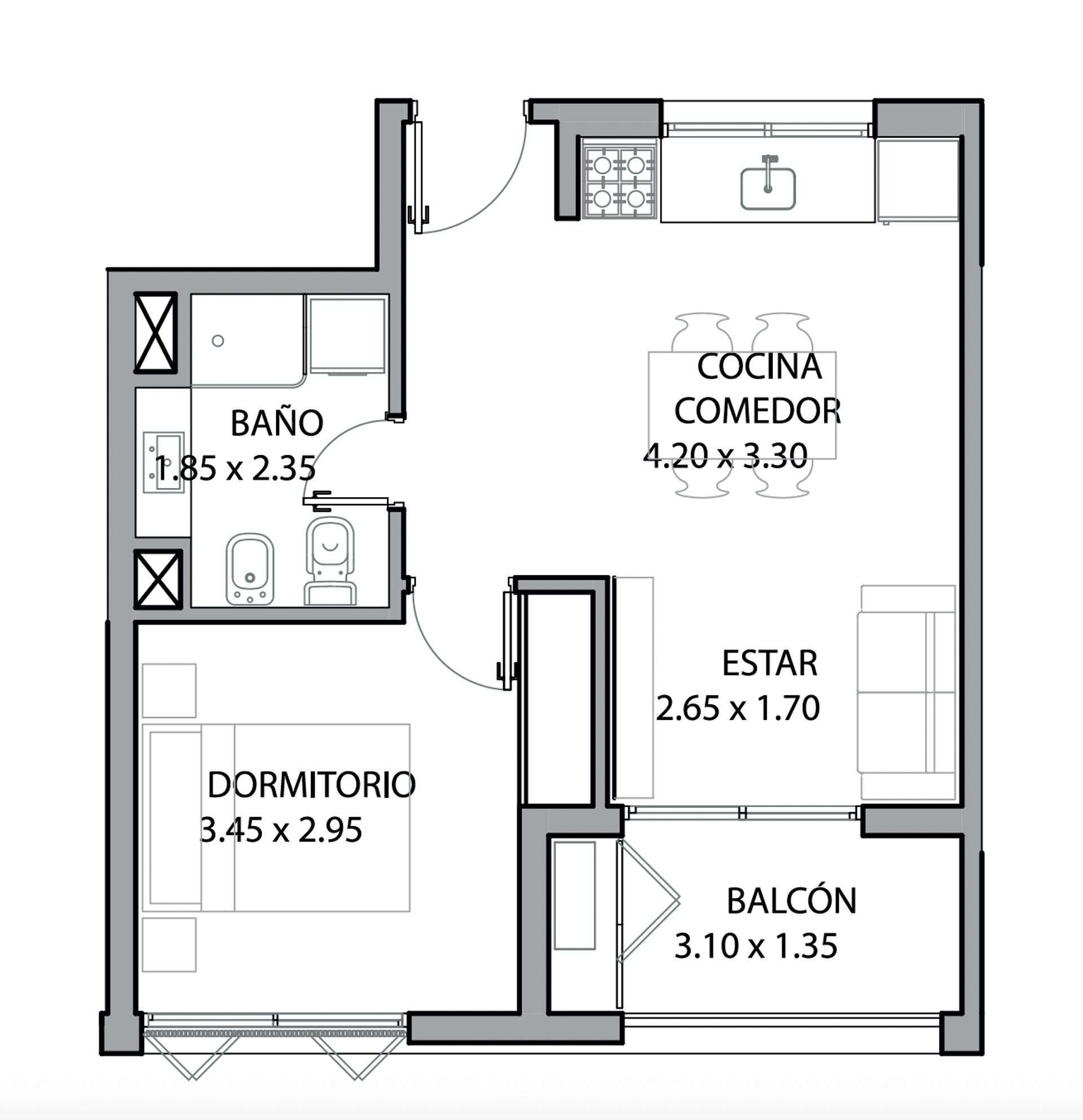 Alquiler apto 1 dormitorio Cordón Sur a estrenar · Foto 10