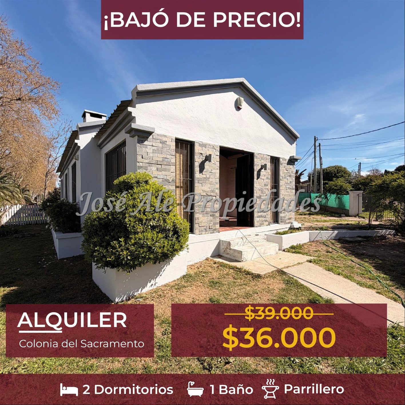 EN ALQUILER  NUEVO PRECIO!!  CASA DE 2 DORMITORIOS, SOBRE RUTA 21 A MINUTOS DEL CENTRO DE COLONIA. · Foto 1