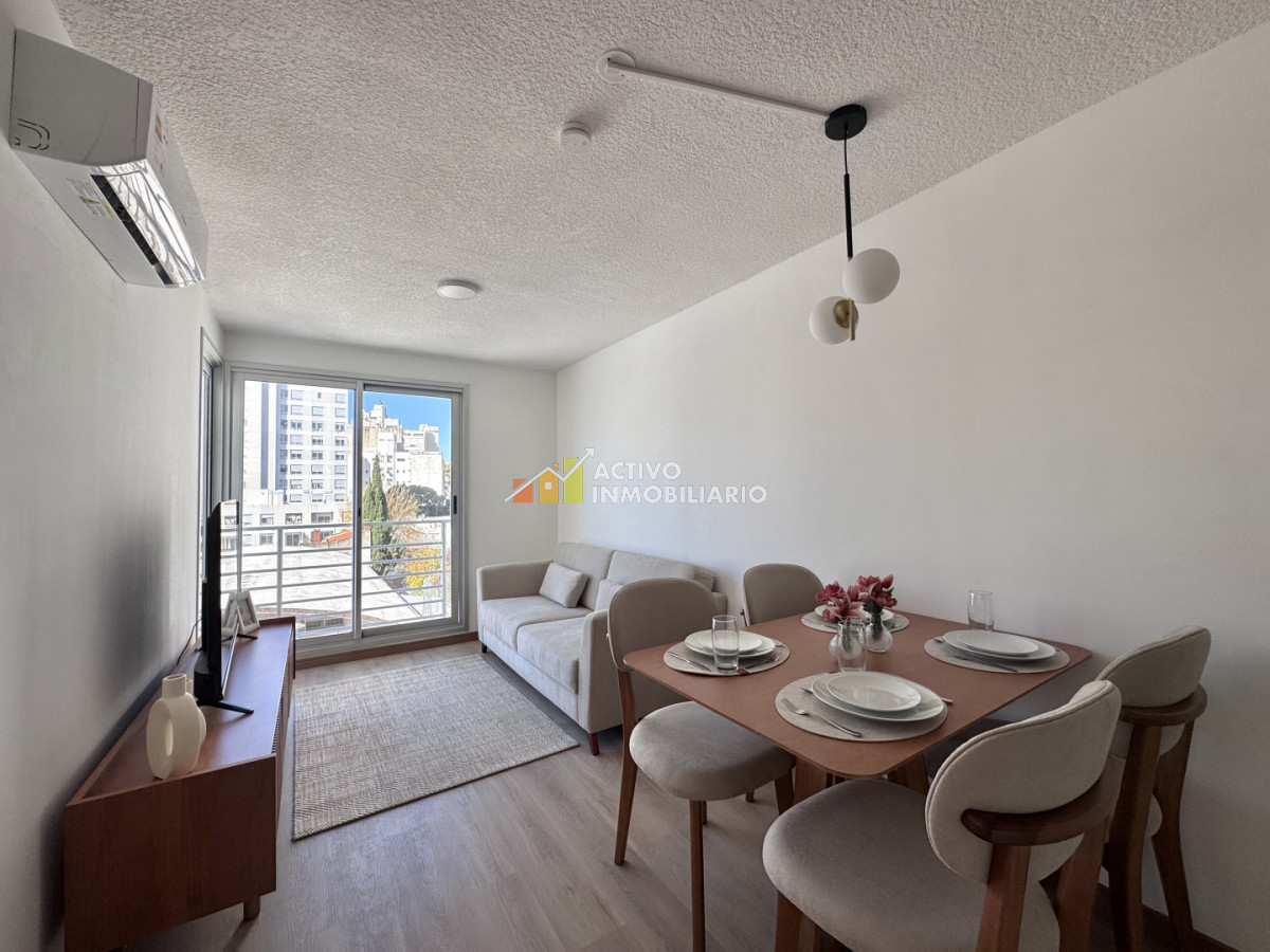 Alquiler apartamento amoblado 1 dormitorio + balcón + garage - Tres Cruces