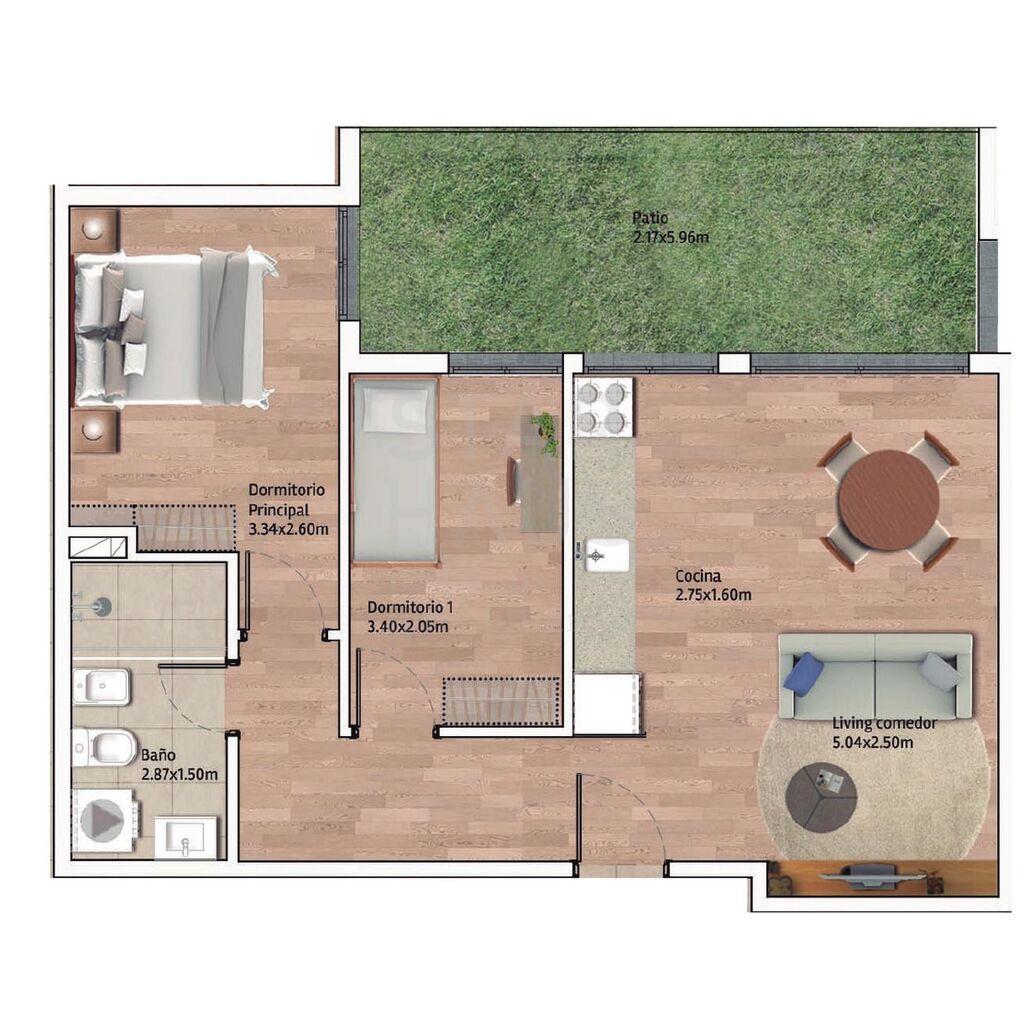 Alquiler Apartamento 2 Dormitorios con Patio y Amenities – Cordón Sur · Photo 6