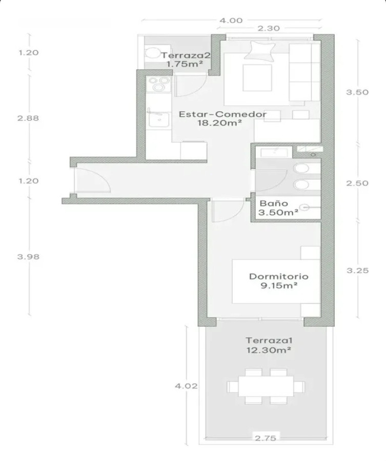 Alquiler Apartamento 1 Dormitorio Cordon con terraza · Foto 10
