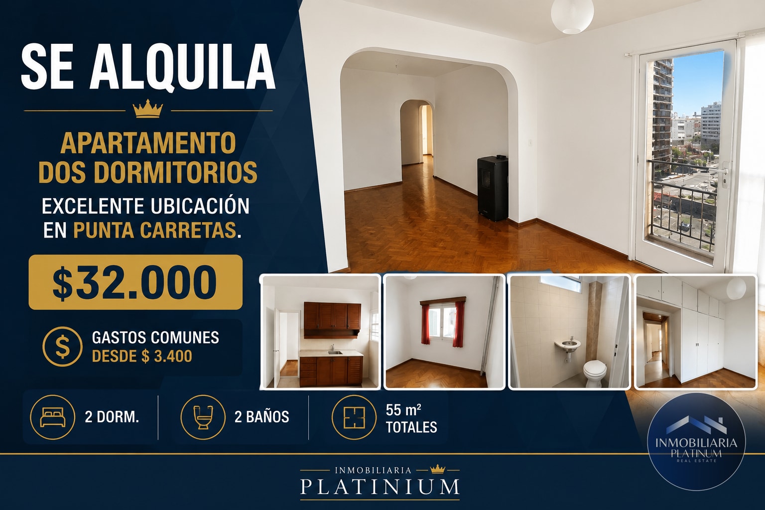 Apartamento en alquiler en Punta Carretas