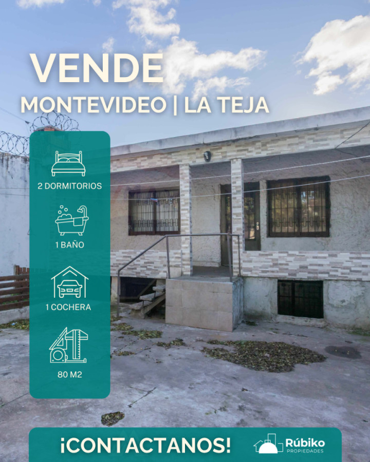 Venta de casa de 2 dormitorios en La Teja Apta ANV