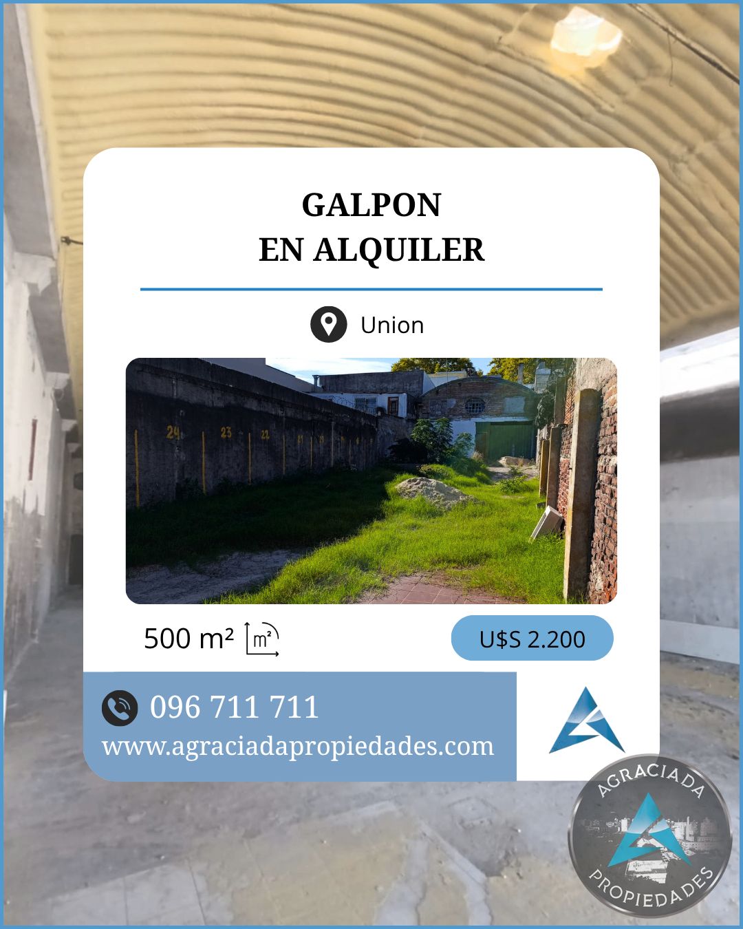 Galpón en alquiler de 500m2 ubicado en Unión