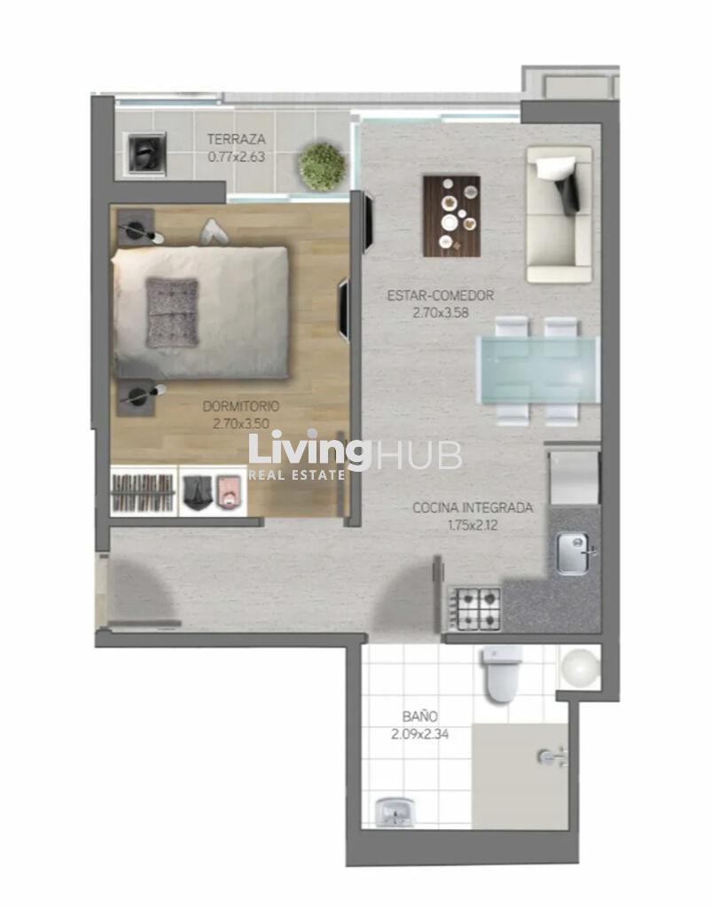 Alquiler Apartamento de 1 Dormitorio en Cordón Sur · Photo 5
