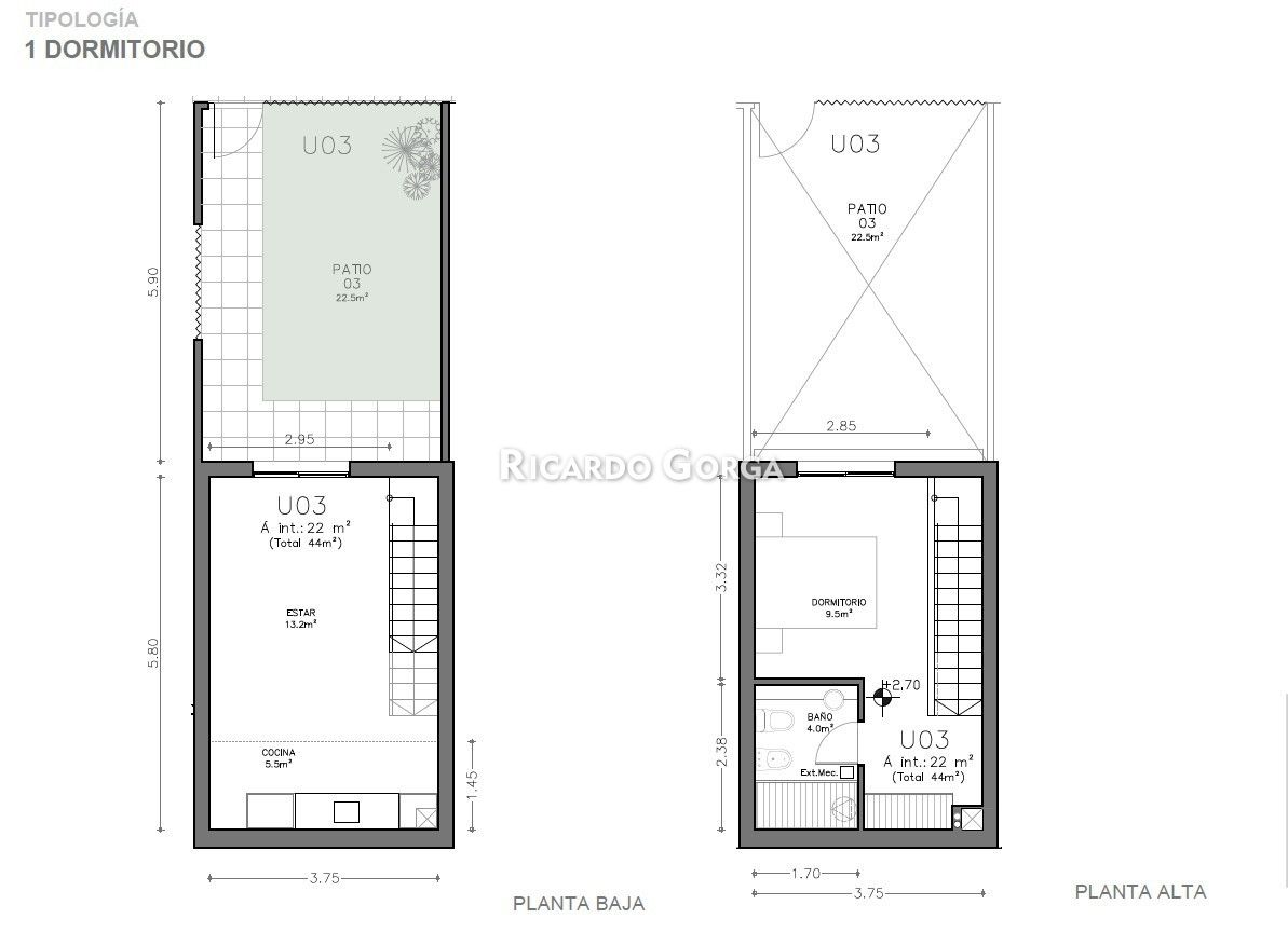 Apartamento en alquiler tipo duplex de 1 dormitorio con patio en Reducto · Foto 9