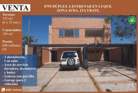 0759 Duplex A Estrenar En Luque, Zona Avda. Ita Ybate
