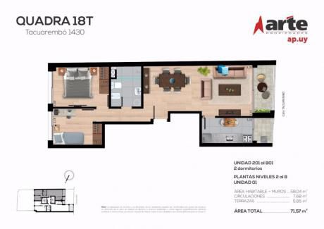 Excelente Ubicación! 2dorm, 72m2, Terrazas, Cocina Definida!