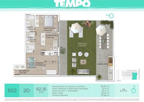 Tempo Rambla, Dos Dormitorios, Terraza Con Parrillero.