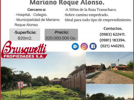 Vendo Terreno En Mariano Roque Alonso!!