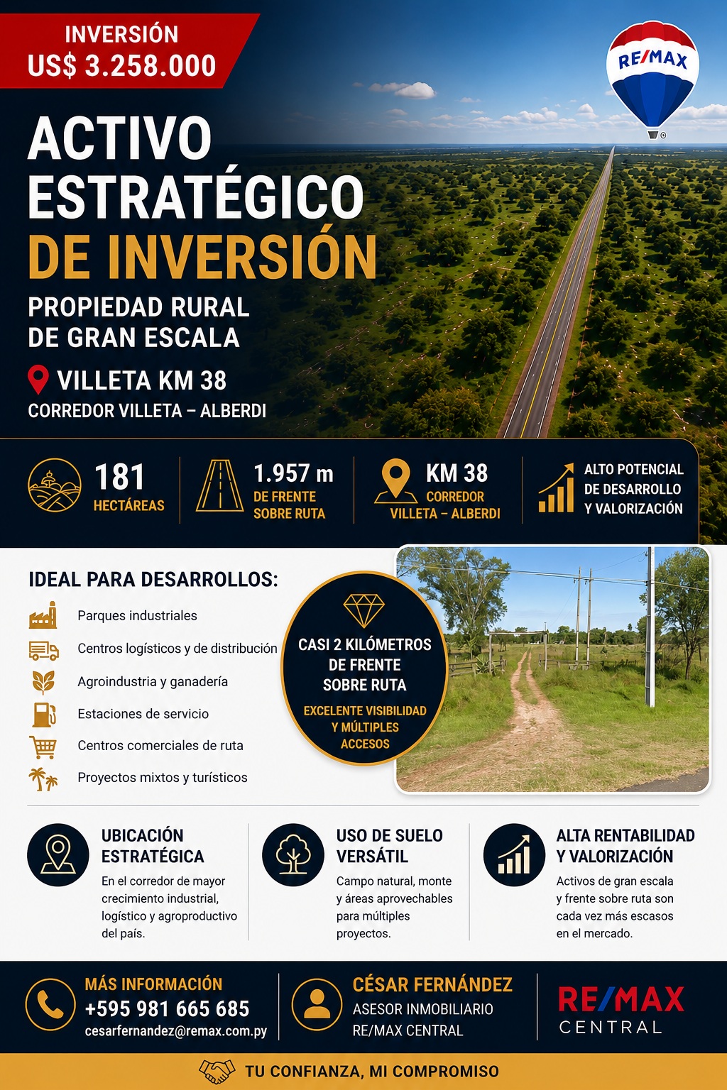 Corredor Villeta – Alberdi - 181 Hectáreas Sobre Ruta — foto 2