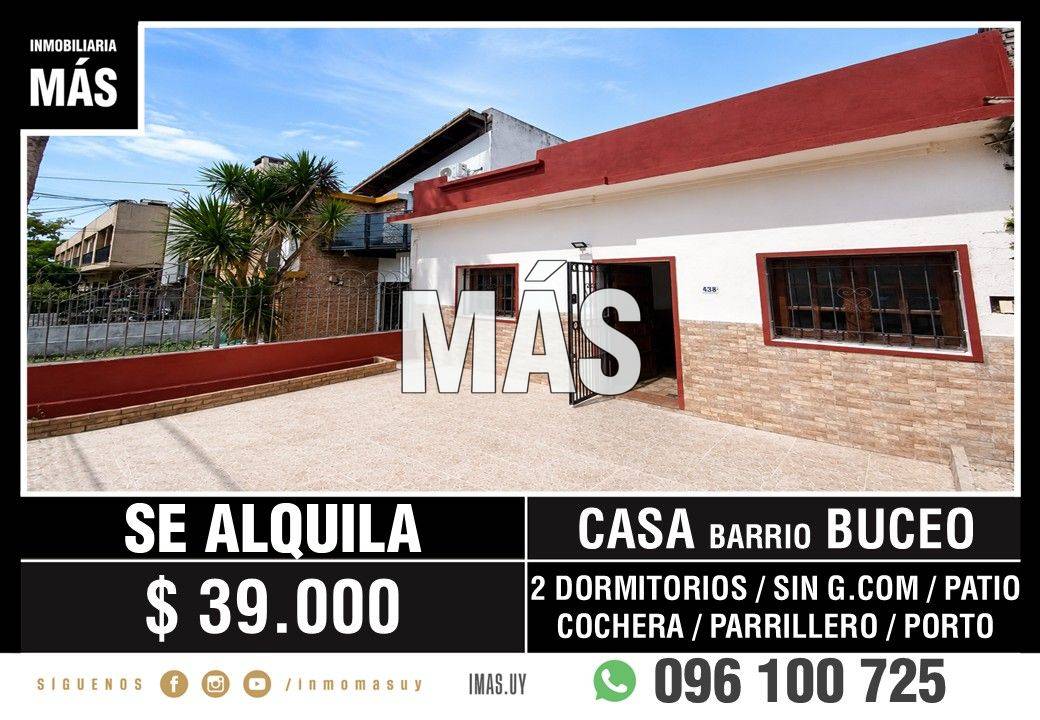 Casa Alquiler 2 dormitorios Cochera Buceo Montevideo iMas.uy LC *