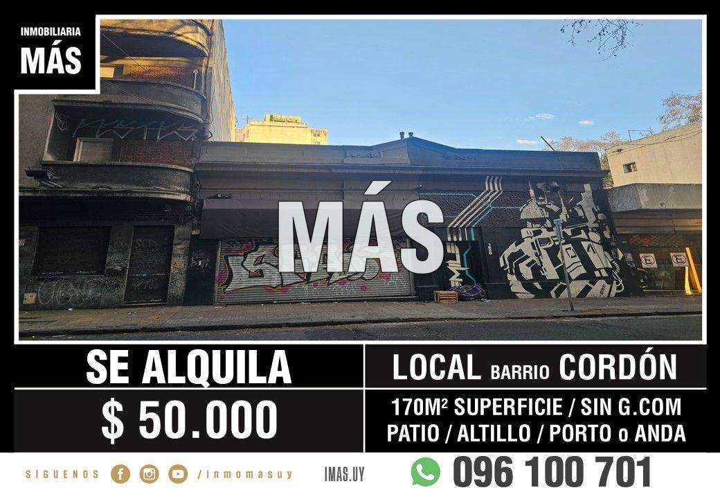 Local Comercial Alquiler Cordón Montevideo iMas.uy L *