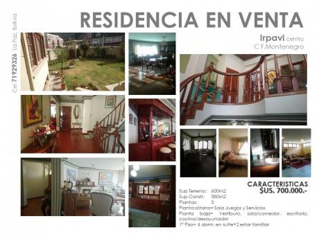 Vendo En Irpavi Centro Hermosa Residencia 4 Suites