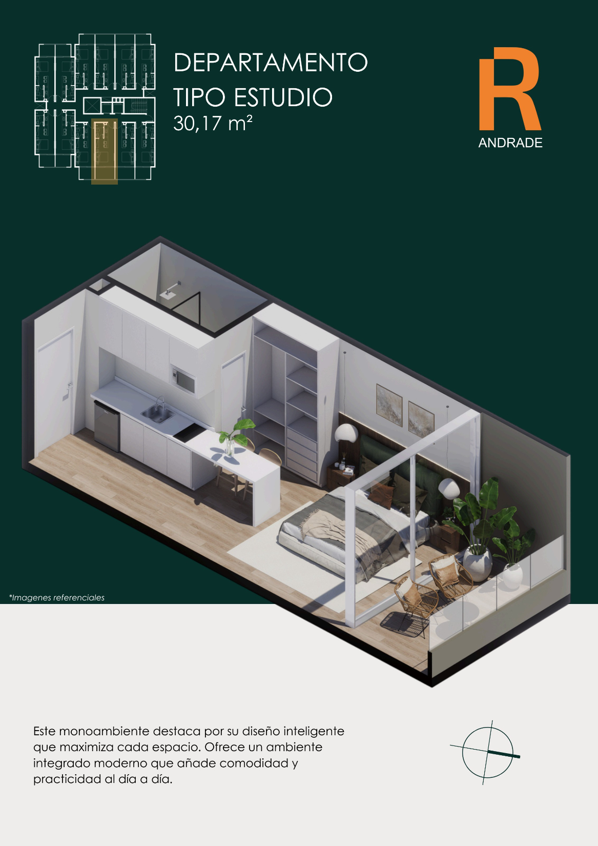 Studio amoblado en R Andrade, Villa Morra - Piso 4 — foto 3