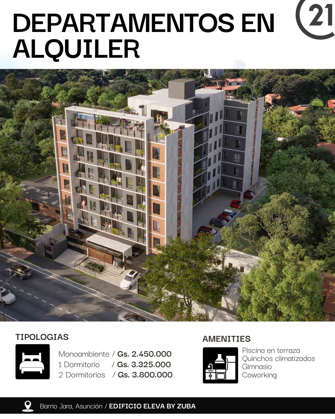 MONOAMBIENTE EN ALQUILER ZUBA BY ELEVA B° JARA ASUNCIÓN — foto 3