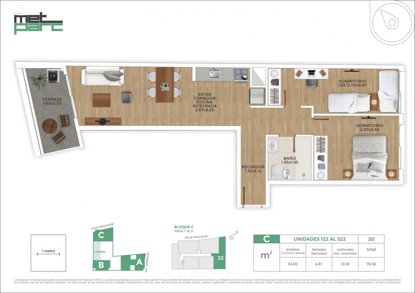 Apartamento alquiler 2 dormitorios, La Blanqueada. 122. · Foto 12