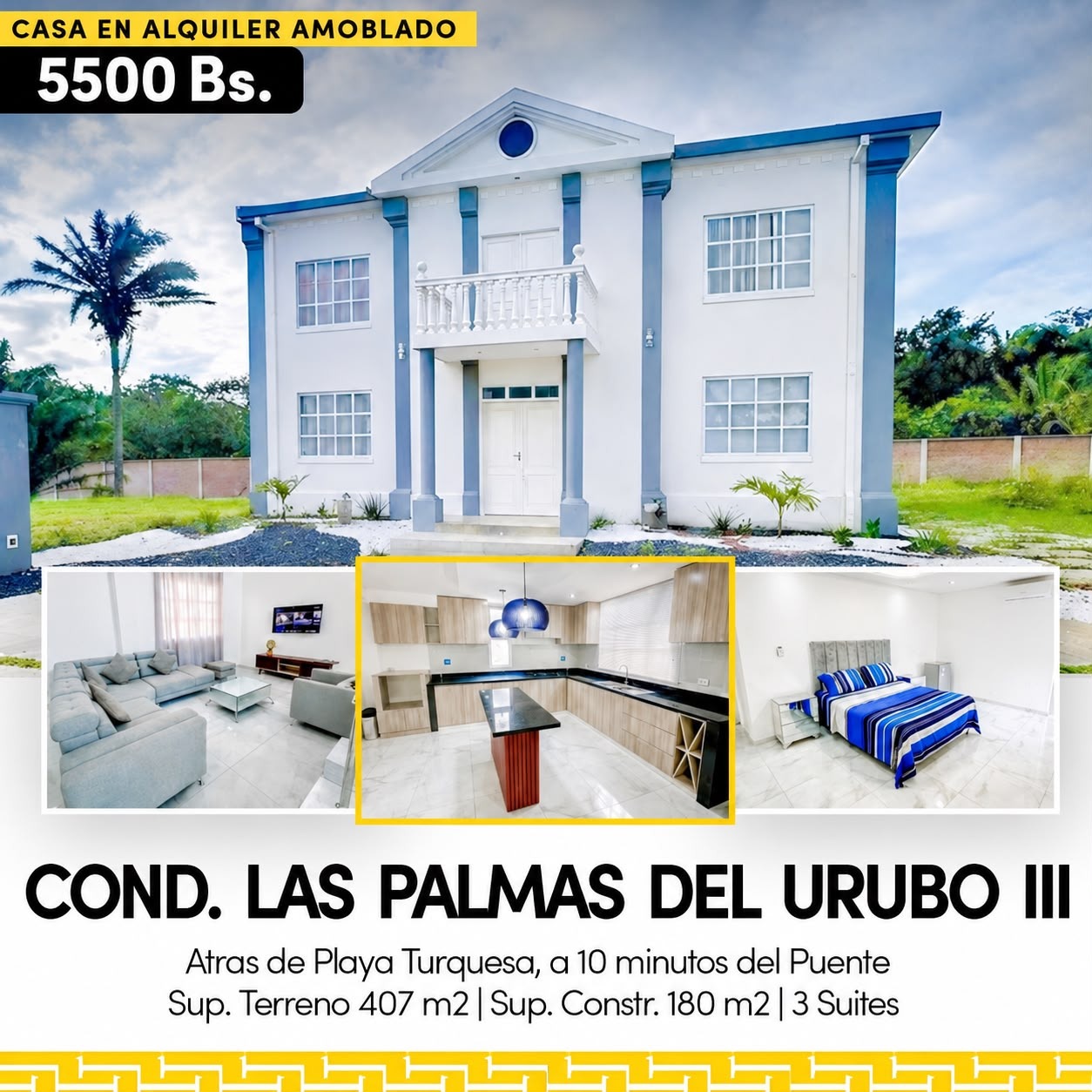 Casa en alquiler en el Urubo en condominio