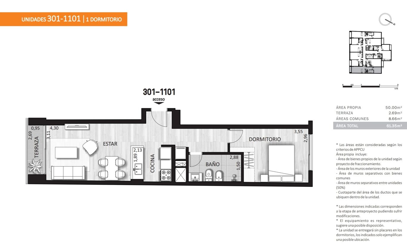 Alquiler Apartamento  de 1 dormitorio a Estrenar en Cordón · Foto 9