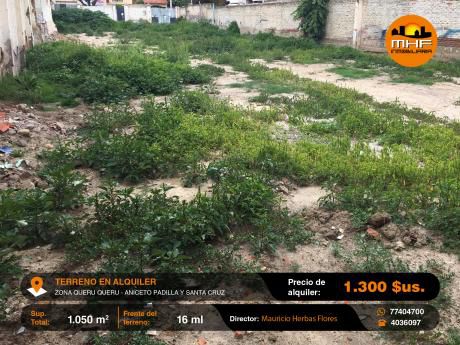 En Alquiler Lote De Terreno Amurallado Zona Queru Queru