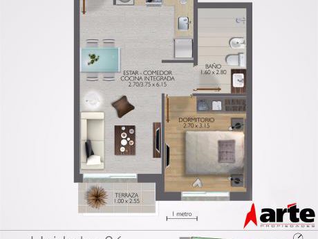 1 Dorm, Terraza, Cine, Excelente Distribución!