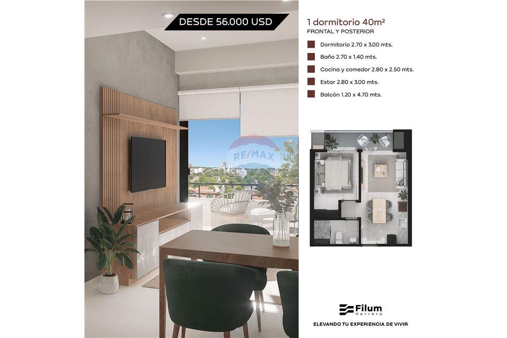Dpto. de 1 Dormitorio (40 m²) en Construcción FILUM Herrera, Entrega 2026 — foto 2