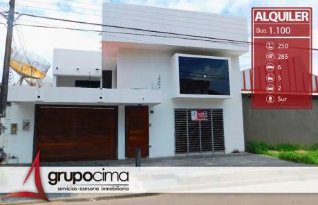 Amplia Casa En Alquiler En Zona Comercial A 1.100 $us!!!