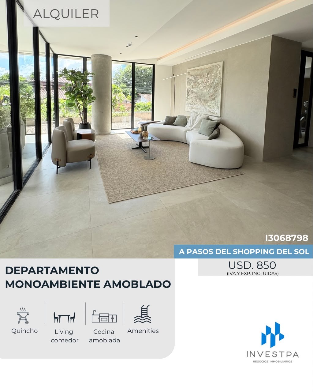ALQUILO MONOAMBIENTE AMOBLADO  A PASOS DEL SHOPPING DEL SOL — foto 2