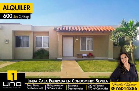 Linda Casa Equipada En Alquiler, Condominio Sevilla Norte 2