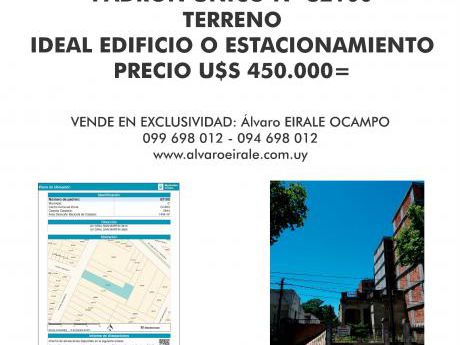 U132281 450.000= Terreno Ideal Parking ó Edificio Zona Vis