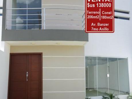 Av. Banzer 7mo Anillo - Hermosa Casa Estrenar - Venta: $us 138.000