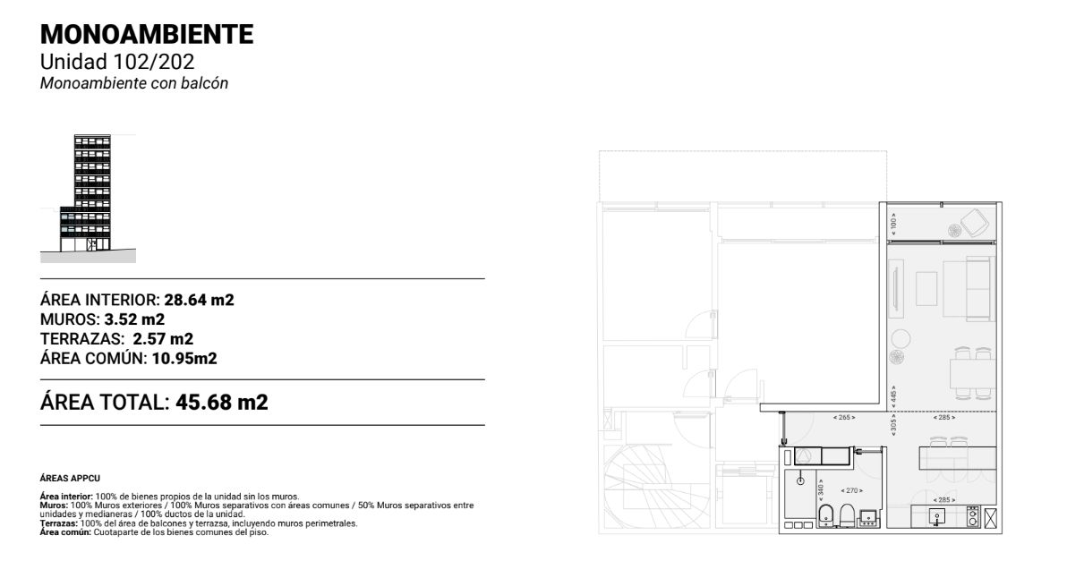 Alquiler de Apartamento Monoambiente con Terraza en Cordón · Foto 11