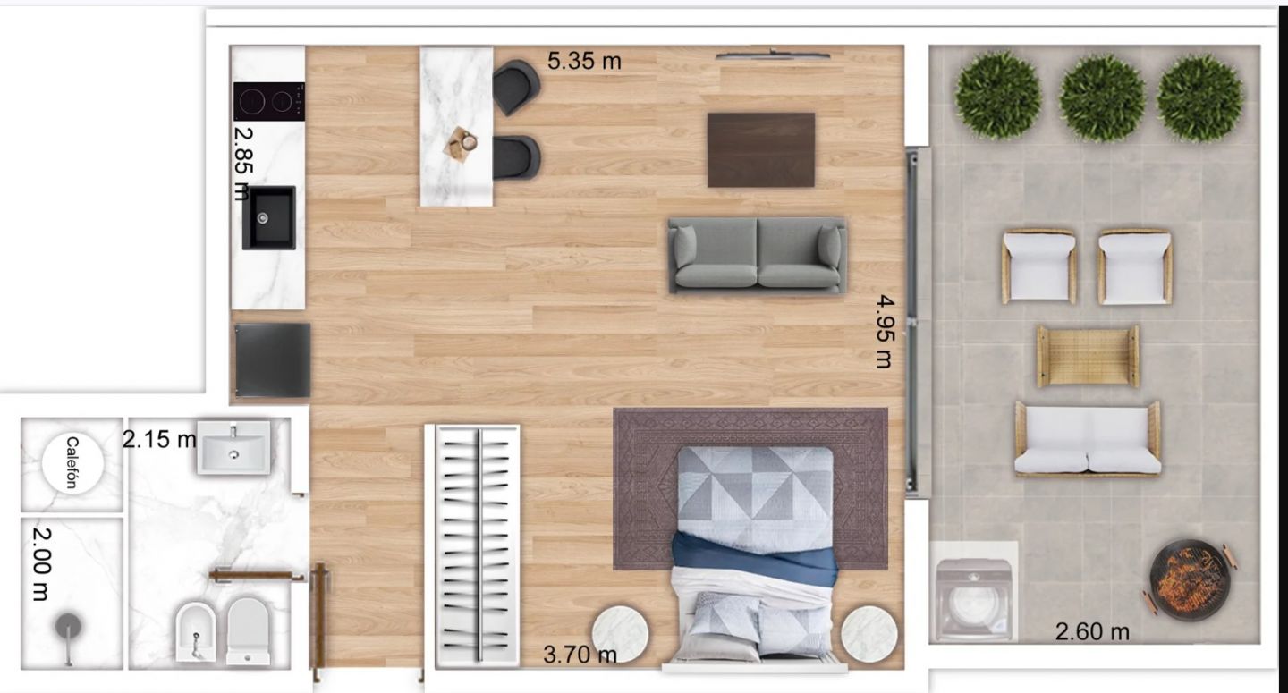 Alquiler Monoambiente con patio a estrenar Malvin · Foto 12