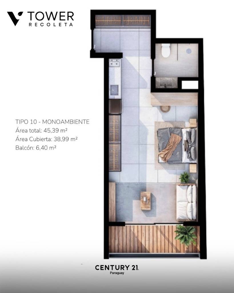 AMPLIO MONOAMBIENTE EN VENTA EN V TOWER RECOLETA — foto 3