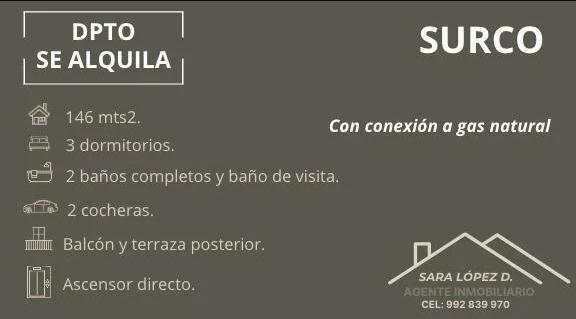Departamento en alquiler en Santiago de Surco