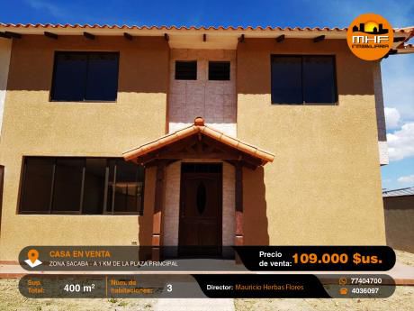 Casas A Estrenar Con Amplio Terreno Ubicadas En Sacaba