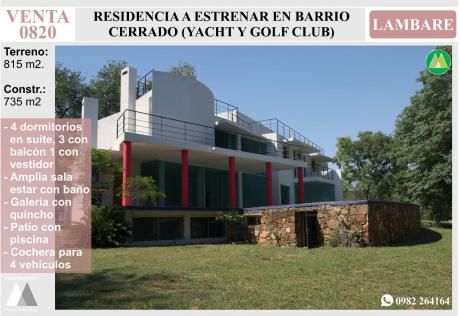 0820 Residencia A Estrenar En Barrio Cerrado, Zona Yacht Y Golf Club