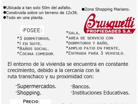Vendo Casa En Mariano Roque Alonso