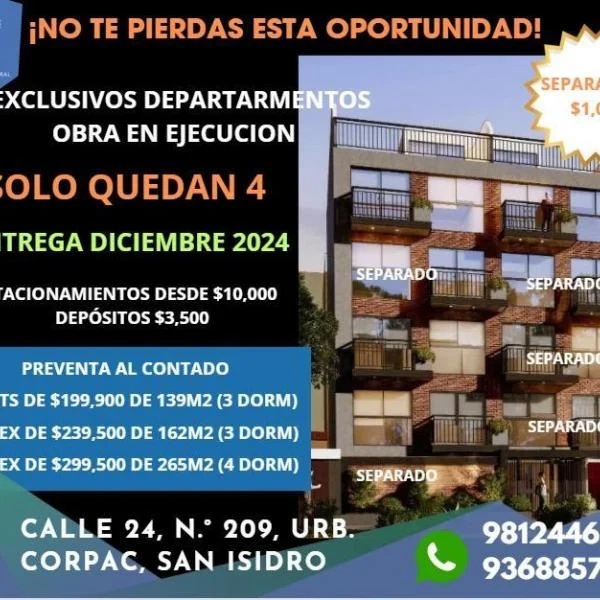 Departamento en venta en San Isidro