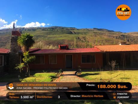 Bonita Propiedad Tipo Cabaña De Descanso En Venta Zona Sacaba