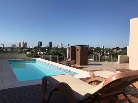 Alquilo Fino Penthouse De 2 Pisos Amoblado Y Equipado En Villa Morra