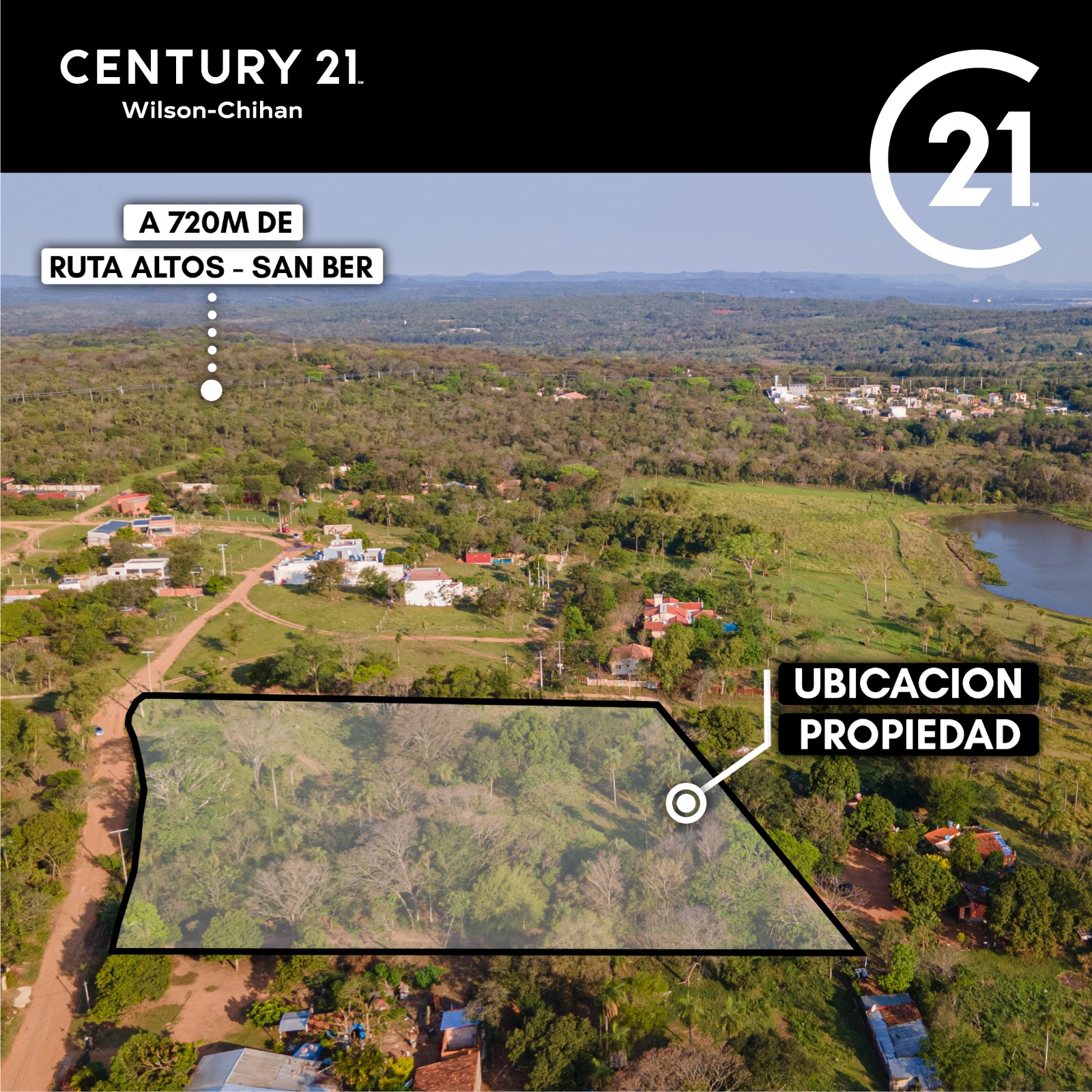 TERRENO SAN BER. VIsta a la Laguna, Lago y Serranía. 10.000 m2 (100 m x 100 m) — foto 2